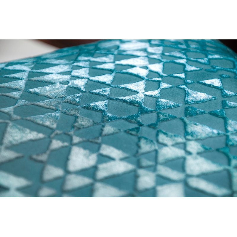 Triangles Square Velvet Pillow Cover & Insert, Pacific, 20" x 20"