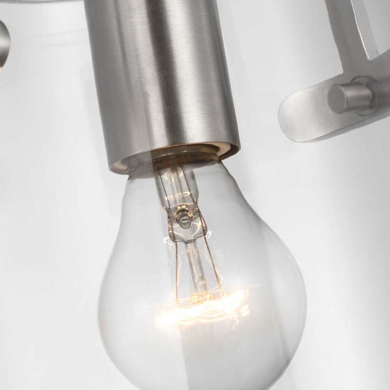 Crofton 1 Light Kitchen Pendant With Clear Shade, Brushed Nickel, 55.75" H x 7.75" W x 7.75" D