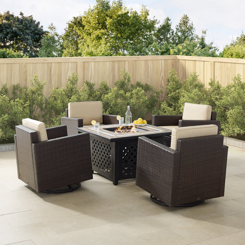 Arbedella Wicker 4 - Person Patio Conversation Set with Cushions, Beige