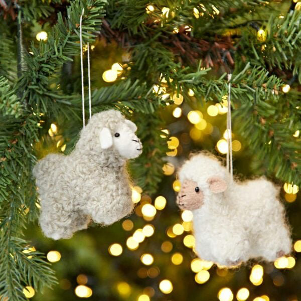 9cm Handmade Wool / Felt Hanging Figurine Ornament, White