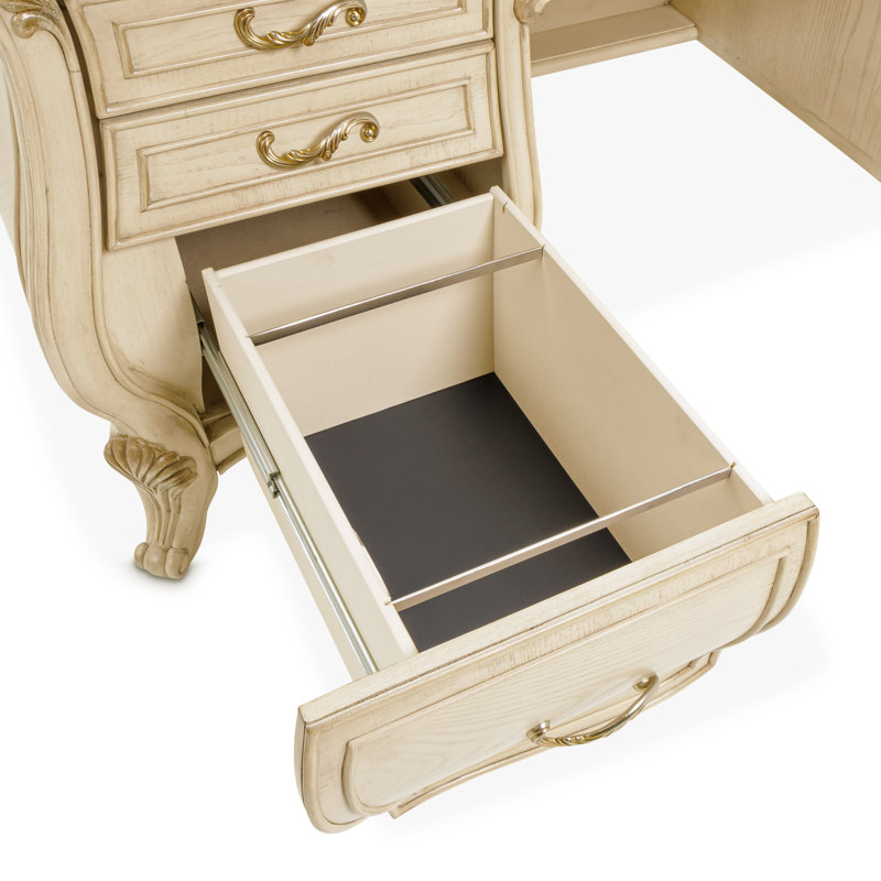 Platine de Royale Solid Wood Executive Desk, Champagne