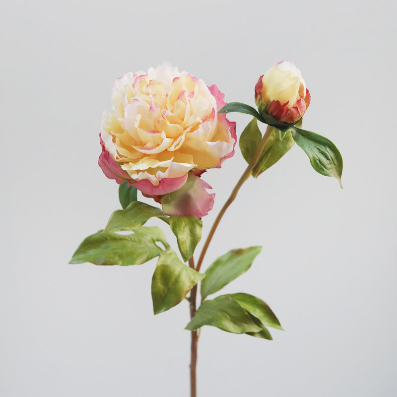 Peony Faux Floral, Yellow, 19.5" H x 5" W