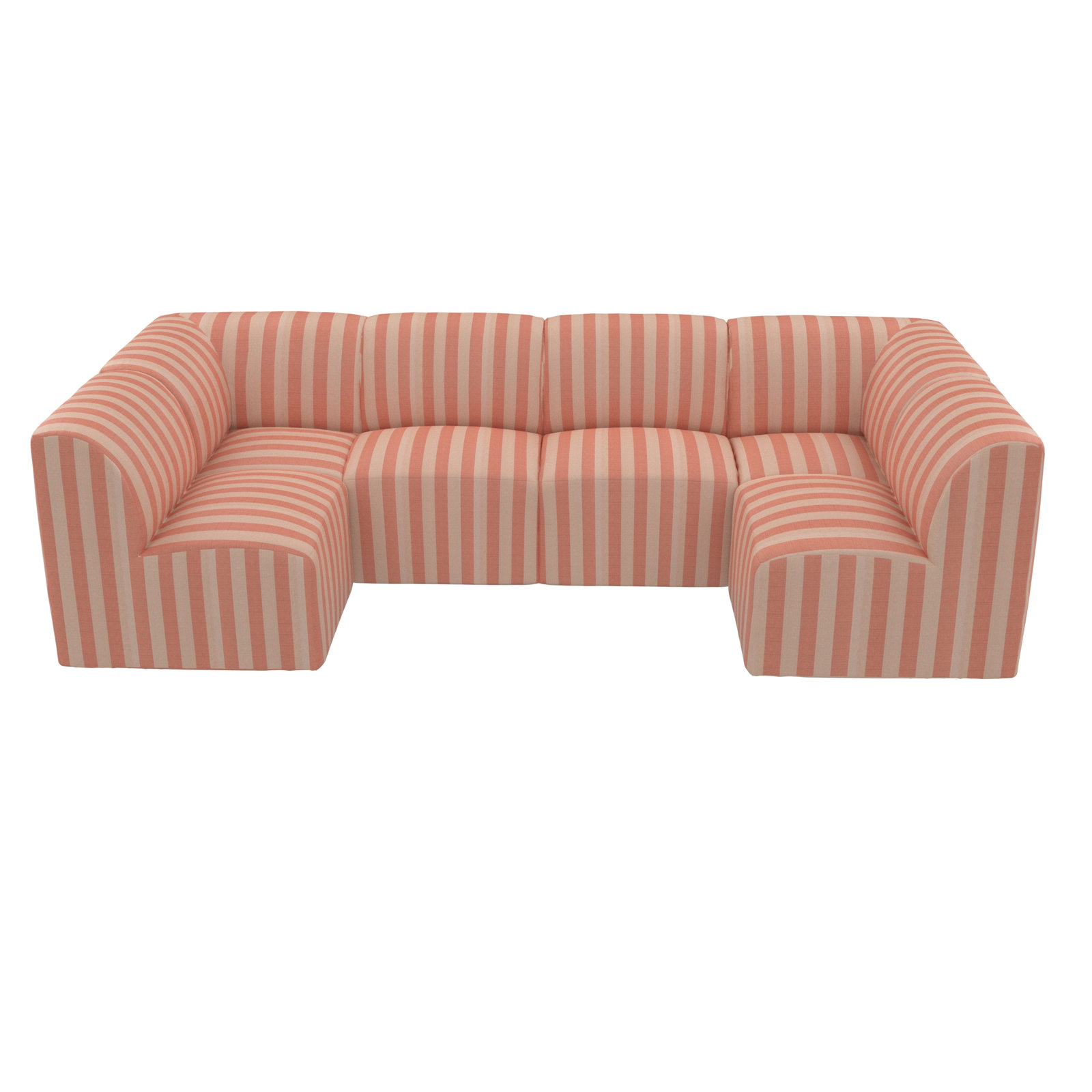 Praia 124" Sunbrella® Patio Sectional, Expressive Blush Striped Sunbrella®