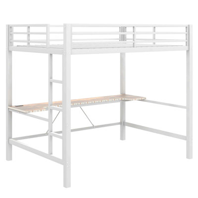 Base de lit mezzanine en métal avec lumière DEL, station de charge USB et bureau Gaming