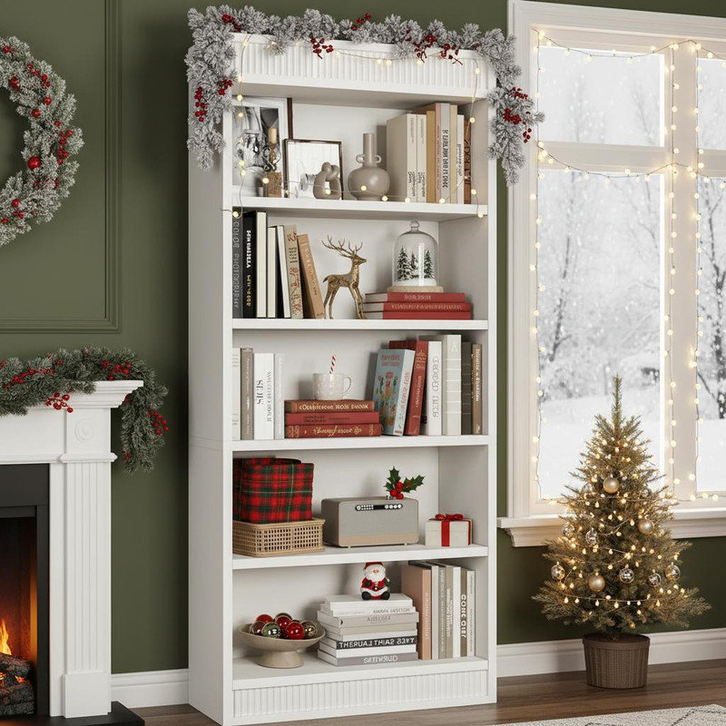 180.1cm H x 30.2cm W Standard Bookcase, White