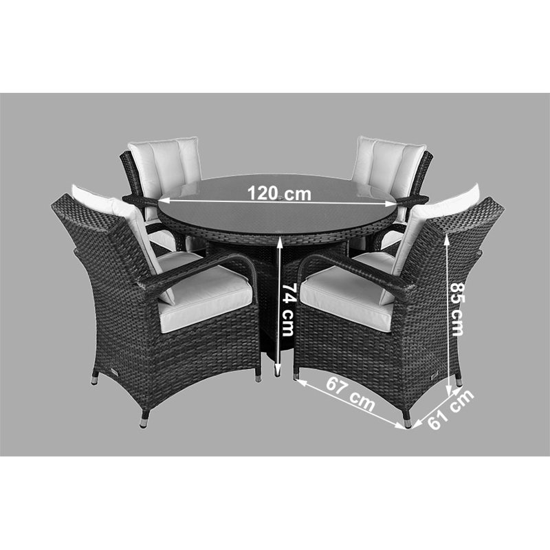 Harpenden 4 - Person Wicker Patio Dining Set with Round Table , Cushions Included