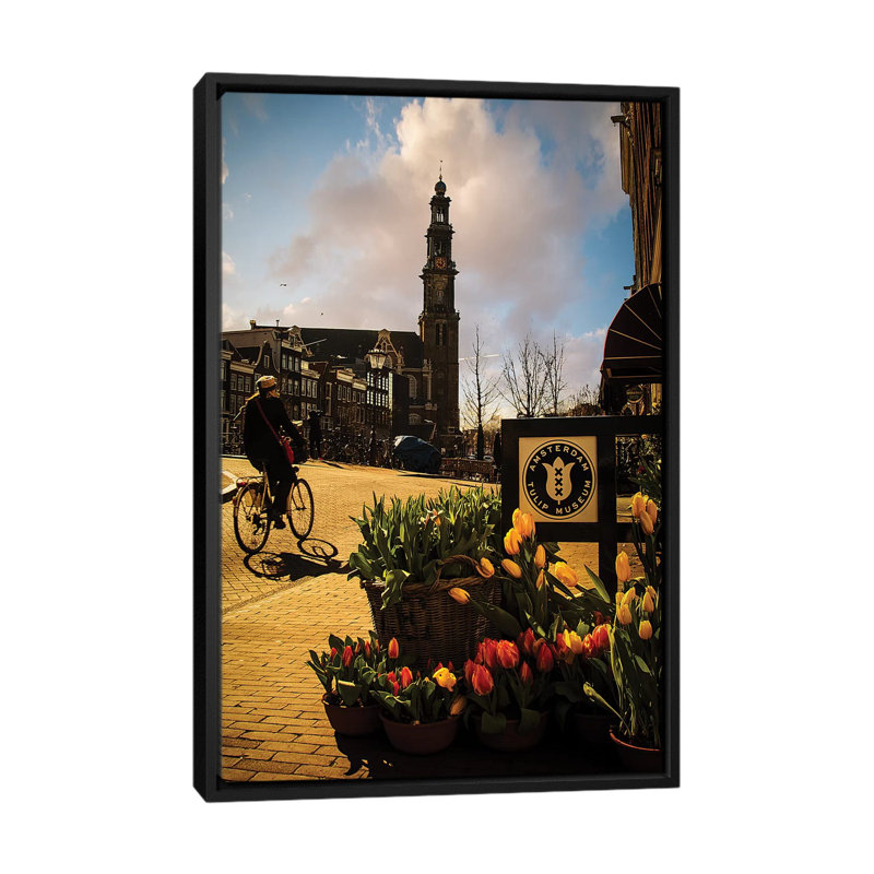 « amsterdam v », impression sur toile, H 26 po x l 18 po x P 1,5 po, Toile avec cadre noir, Pas de tapis