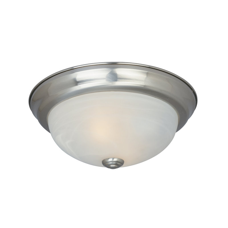 Kaylor Glass Flush Mount, Satin Platinum /4.5" H x 11.25" W /White Alabaster