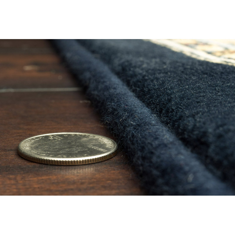 Tapis bleu/ivoire Attell, Ovale 2 pi 7 po x 4 pi 7 po