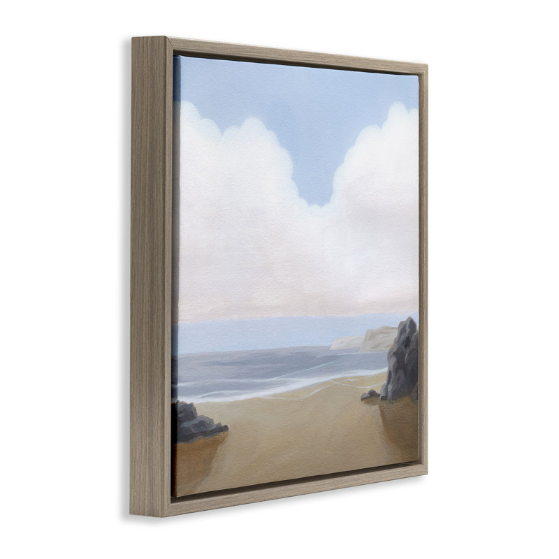 «Soft Clouds Over Beach», art mural encadré par Melissa Wang, Cadre flottant orme Montalcino, H 18 po x l 18 po