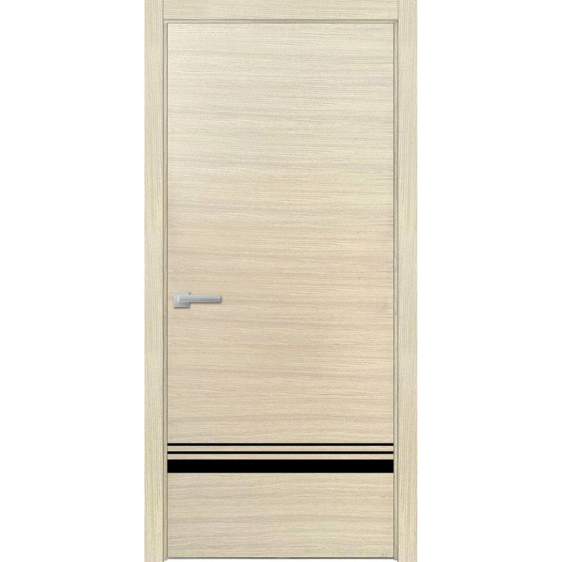 Porte intérieure moderne en bois pré-montée avec quincaillerie Planum 0012, placage naturel, panneau unique, cadre et moulures, portes robustes pour salle de bain et chambre à coucher - 91,4 cm x 213,4 cm