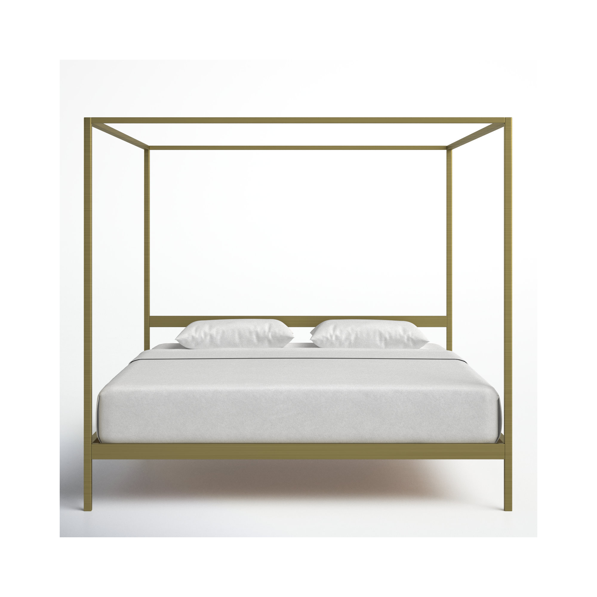 Aston Metal Canopy Bed, King, Gold, 72"