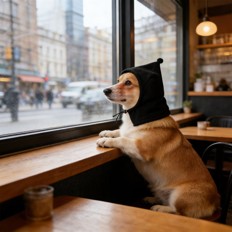 Chapeau d'hiver pour animaux de compagnie avec doublure en polaire, taille S, noir, BKS