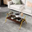 Table basse rectangulaire avec plateau en verre trempé et pieds en métal Anden, table moderne pour le salon, verre transparent-25084971-25084974