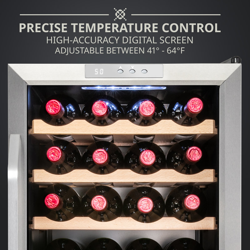 Ivation Single Zone 16.9'' Freestanding 24 Bottle Wine Refrigerator