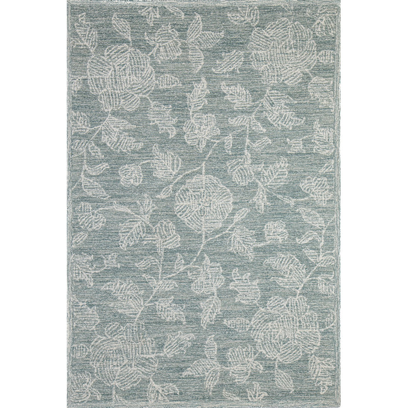 Handmade Teal Wool Rectangular Tufted Area Rug 3'6" x 5'6"