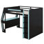 Lit mezzanine avec bureau, lumières DEL et stations de charge USB, lit mezzanine en bois avec 6 casiers de rangement, 6 tiroirs-953482808