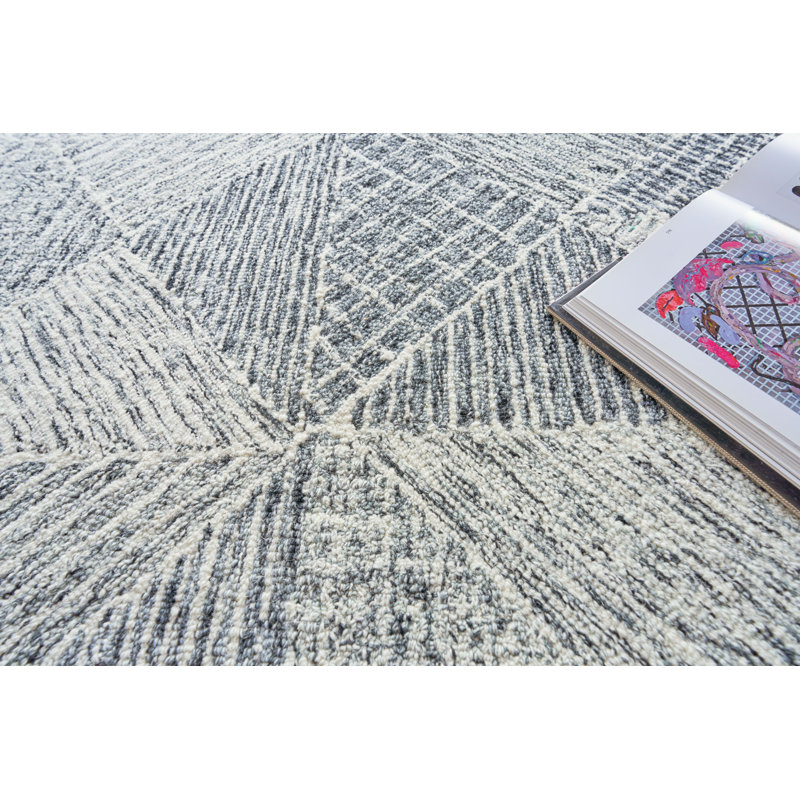 Caprice Wool Geometric Area Rug, Black/Ivory, Rectangle 8' x 10'