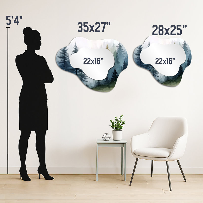 Miroir mural rustique asymétrique - Morning Fog, 25" x 28"