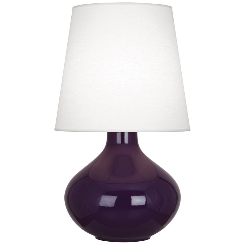 June Table Lamp, Oyster Linen, Rose Water Glazed