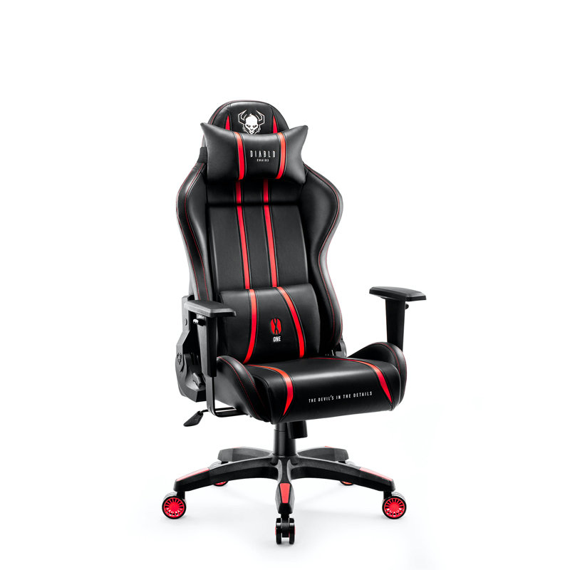 DIABLO CHAIRS Black/White Executive Chair with Wheels, Black/Red