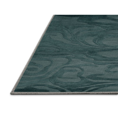 Machine Washable Abstract Green Area Rug