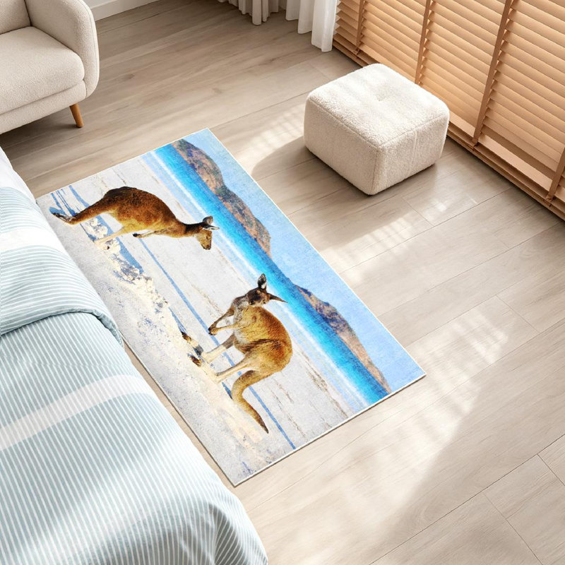 Blue Two Western Grey Beach Grand National Park Australia Machine Washable Indoor Area Rug
