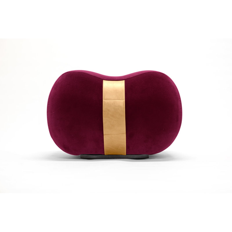 Milo Velvet Ottoman, Cranberry/Umber Velvet