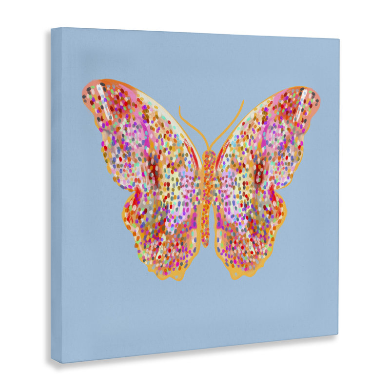 Toile papillon mouchetée brillante, design par Ashley Singleton, H 24 po x l 24 po