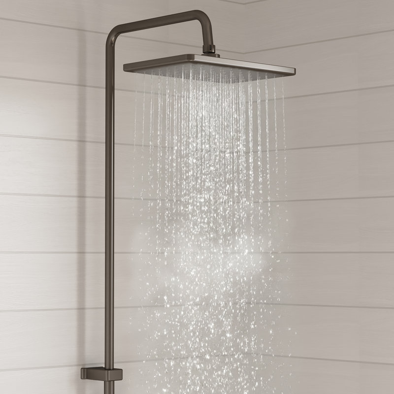 Système de robinet de douche noir avec douche 4 en 1, tête de pluie et pistolet
