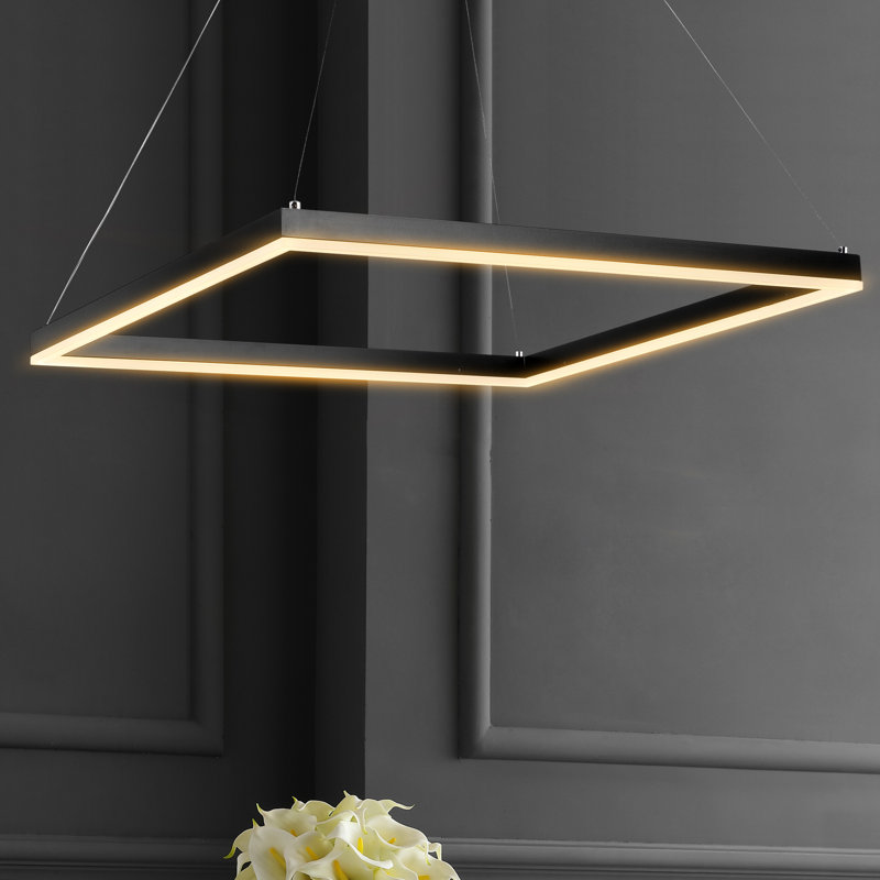Luminaire suspendu carré contemporain en métal Nero 23,63 po Nero, noir, H 74 po x l 23,63 po x P 23,63 po
