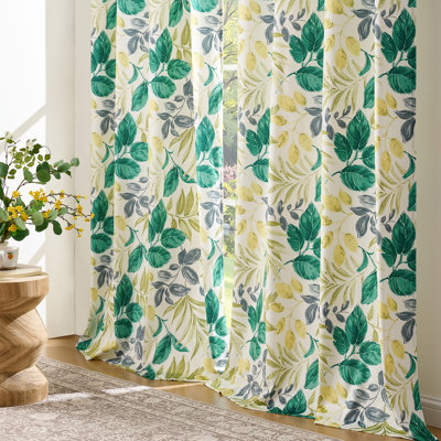 Velvet floral Plant Patterned curtains， Room Darkening Rod Pocket window Drapes（set of 2）