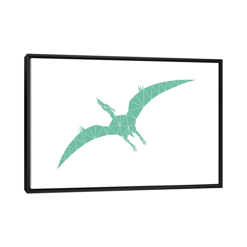 Geometric Dino Pterodactylus - impression d'art graphique, H 40 po x l 60 po x 1,5 po, Toile avec cadre noir