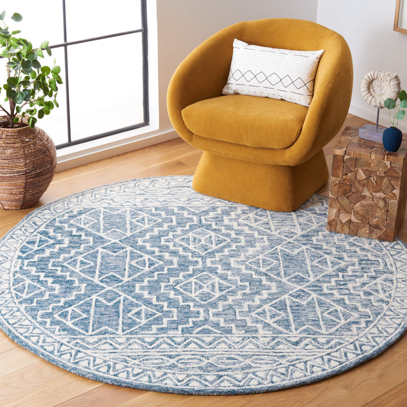 Tapis en laine et coton touffeté à la main Metro, Rond 6 pi