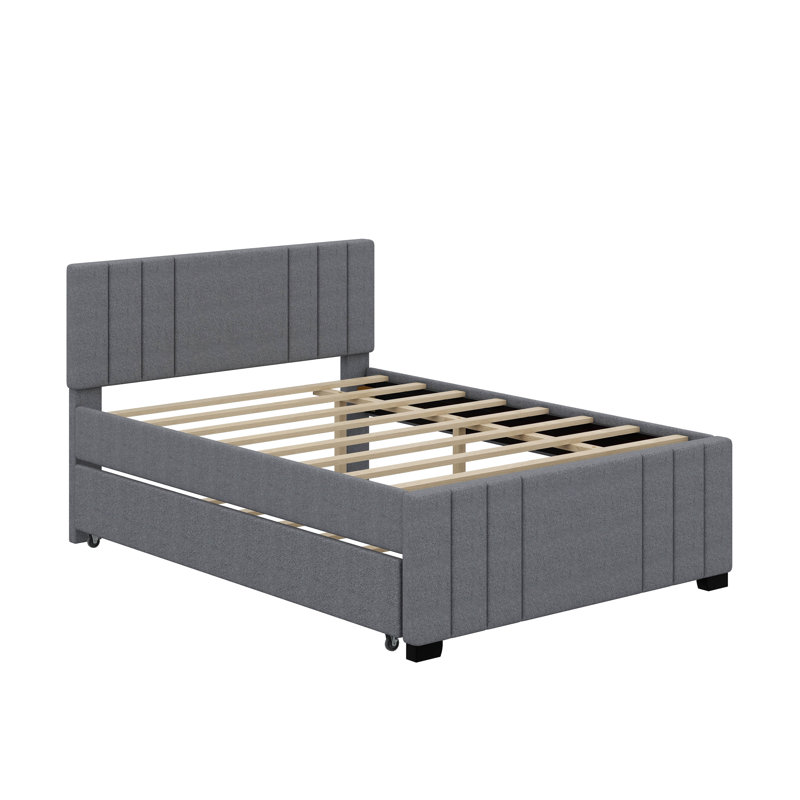 Full Upholstered Platform Bed With Trundle