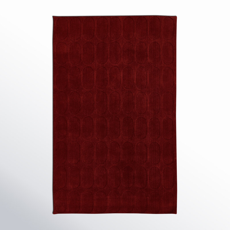  Contour Hand Loomed Wool Geometric Burgundy Area Rug, Rectangle 5' x 8'