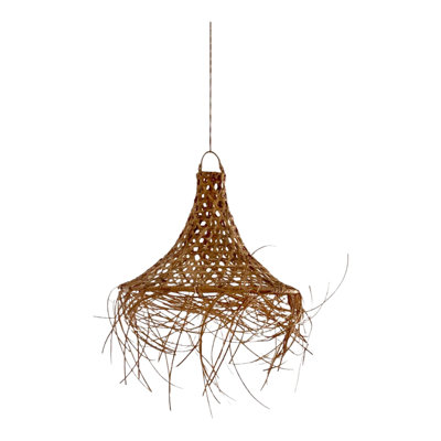 The Rattan Lampshade Collection 27cm H Bell Pendant Shade ( Screw On ) in Brown