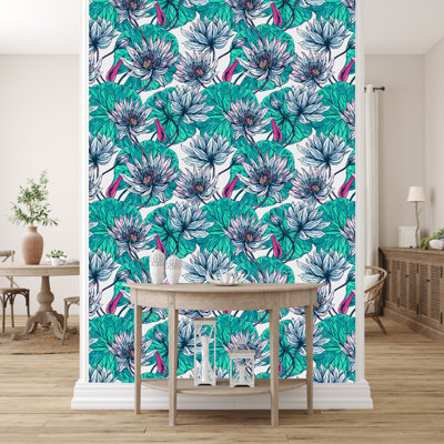 Water Lily Wallpaper Floral Tile