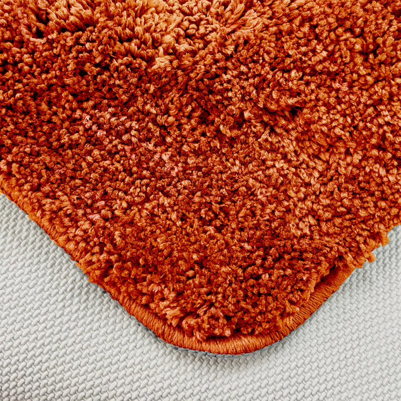 Chenille Soft High Density Anti Slip Linear Bath Mat Set, Orange