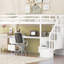 Structure de lit mezzanine simple avec bureau et tiroirs doubles en bois de pin massif blanc pour une chambre à coucher exquise-1170313998