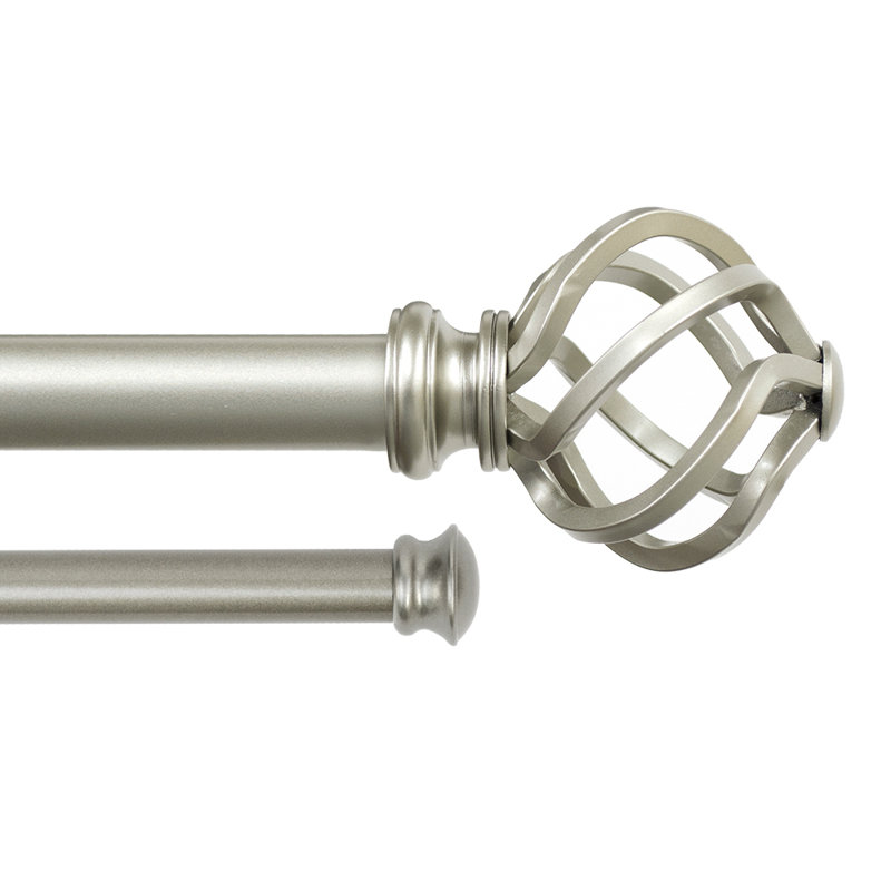 Kamath Steel Adjustable Double Curtain Rod, Brushed Nickel
