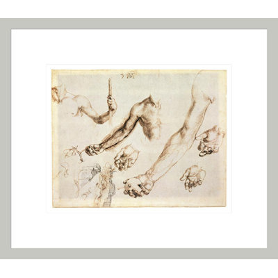 Study of male hands and arms (pen) by Albrecht Dürer -Framed Giclee Print
