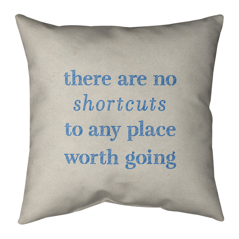 Coussin de cotations à l’écriture, 20 po x 20 po, Blanc / Bleu