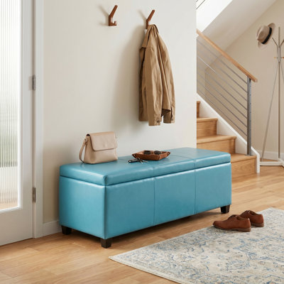 Avalon 48"W Upholstered Contemporary Rectangular Lift-Top Storage Ottoman Bench with High-Density Foam