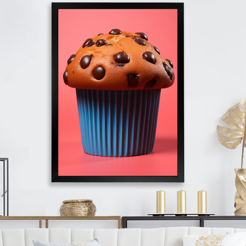 Muffins au chocolat - Art mural Pop Art, Cadre simple noir, H 32 po x l 24 po x P 1 po