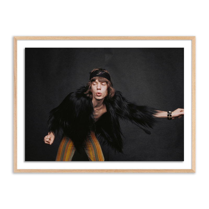 Rolling Stones Singer Print by Getty Images, Light Brown Framed, 24" H x 32" W