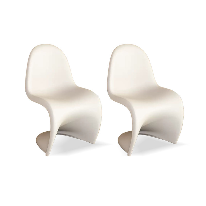 Chaise d'appoint à dossier solide en PP (ensemble de 2), Blanc