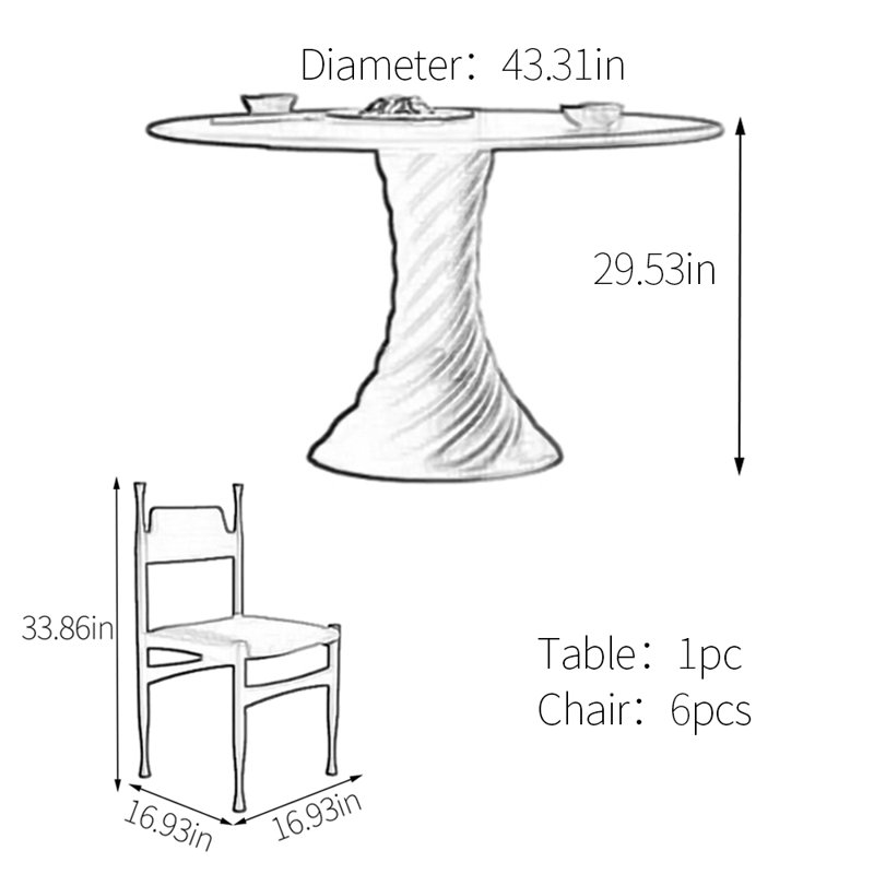 Ensemble de table ronde à pieds rotatifs, Brun
