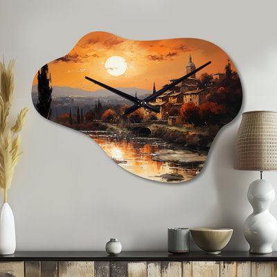 Alejandria, Italie, Toscane, couchers de soleil I - horloge murale asymétrique en métal Italie
