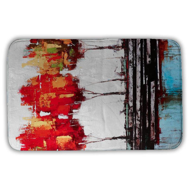Abstract industrial style trees Bath Mat with Non-Slip Backing - Quick Dry Memory Foam Bathroom Rug - Absorbent - Modern Plush Spa-Style - Machine Washable